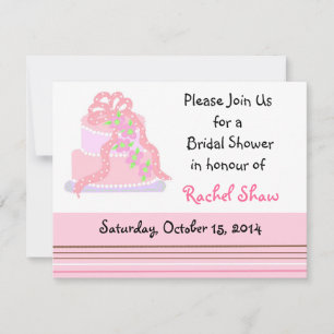 Elegante rosa Hochzeitstorte-Einladung zur Brautpa Einladung