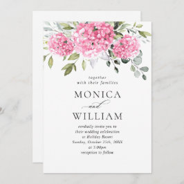 Elegante, rosa Hydrangea-Blumenhochzeit Einladung