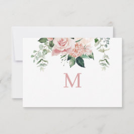Elegante, rosa Hydrangea Monogram Note Card