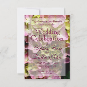 Elegante rosa Hydrangeas gelb-rosa Blumenhochzeit Einladung