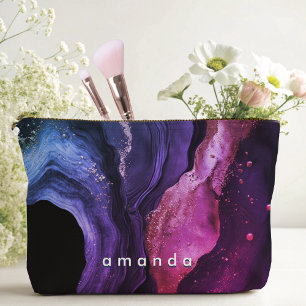 Elegante rosa Imitate aus lila Marmor Glitzer Zubehörtasche