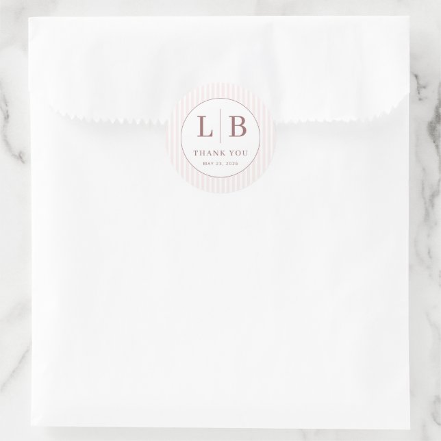 Elegante rosa Initialen Runder Aufkleber (Tasche)