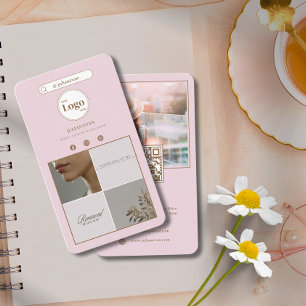 Elegante, rosa Instagram 4 Foto Grid Business Card Visitenkarte