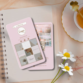 Elegante rosa Instagram Foto Collage Business Card Visitenkarte