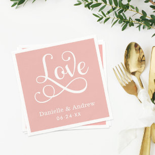 Elegante rosa Kalligrafie Hochzeit Serviette