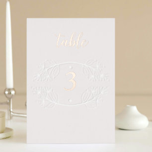 Elegante rosa Kalligrafie Hochzeitsfoil-Tischnumme Folie Einladungspostkarte