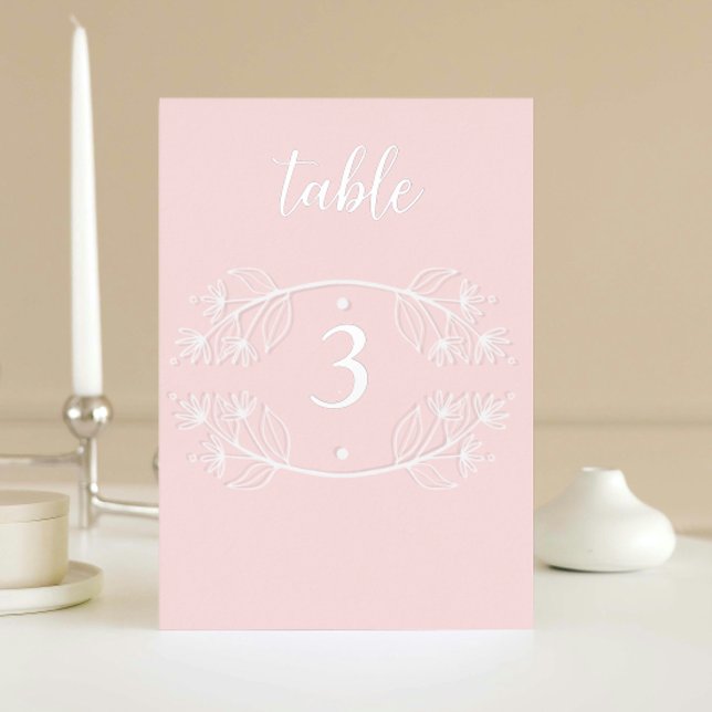 Elegante rosa Kalligrafie Hochzeitsfoil-Tischnumme Folie Einladungspostkarte (Elegant Pink Calligraphy Wedding Foil table number)