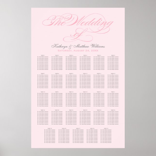Elegante rosa Kalligrafie Hochzeitsstift Poster (Vorne)