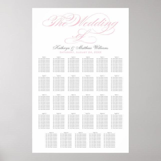 Elegante rosa Kalligrafie Hochzeitsstift Poster (Vorne)