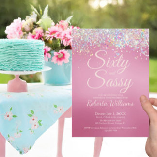 Elegante rosa Kalligraphie 60. Geburtstagseinladun Einladung