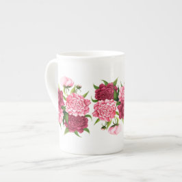 Elegante rosa Kamelien-Knochen-China-Tasse Prozellantasse