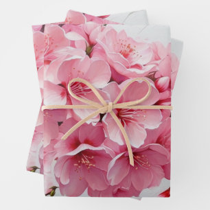 Elegante rosa Kirschblossom-Blume Geschenkpapier Set