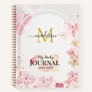 Elegante rosa Kirschblüten-Aquarell-Blumen Notizbuch