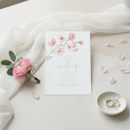 Elegante rosa Kirschblüten-Aquarell-Hochzeit Einladung