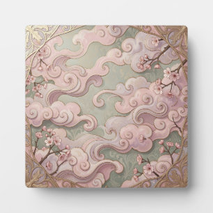 Elegante rosa Kirschblüten Art Nouveau Wirbel Fotoplatte