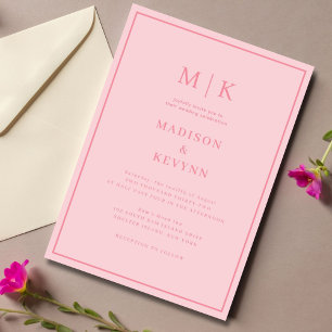 Elegante rosa klassische Hochzeitseinladung Einladung
