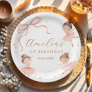 Elegante rosa kokette Ballerina Mädchen Geburtstag Pappteller