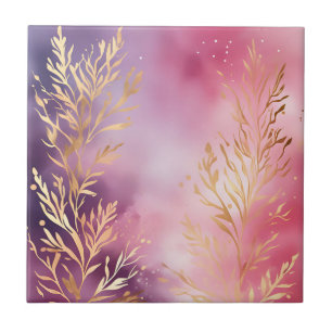 Elegante rosa Koralle mit Gold Fliese
