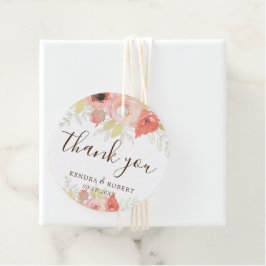 Elegante Rosa Korallen Rose Gold Blätter Blumenhoc Geschenkanhänger