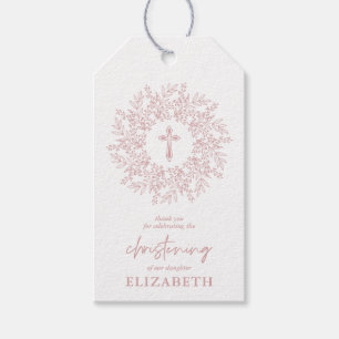 Elegante rosa Kreuz Mädchen Taufgeschenk Geschenkanhänger