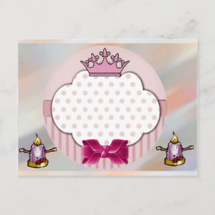 Elegante rosa Krone & Schleife Geburtstagskarte Postkarte