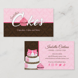 Elegante rosa Kuchen und Kuchen Nachtisch Bäckerei Visitenkarte