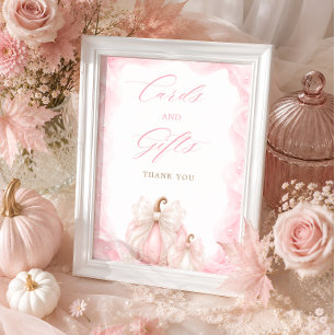 Elegante rosa Kürbis-Schleife Karten & Geschenke T Poster