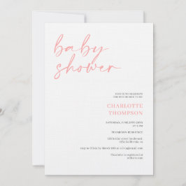 Elegante, rosa, lässige Script-Babydusche Einladung