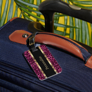 Elegante rosa Leopard-Tierausdruck   DIY Text Gepäckanhänger