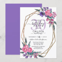 Elegante rosa Lila Aquarellfarben Blume Geburtstag