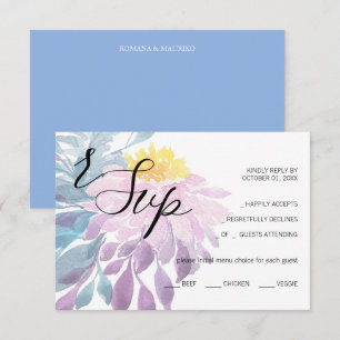 Elegante Rosa Lila Blau Dahlia RSVP Karte