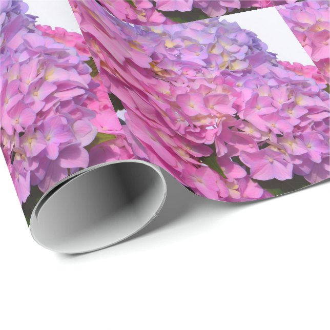 Elegante, rosa, lila Blumendörfchen Hydrangeas Geschenkpapier (Rolleneckpunkt)