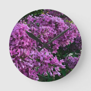 Elegante rosa lila Flieder Blumenfoto Runde Wanduhr