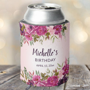Elegante rosa lila florale Geburtstagsgeschenke  Dosenkühler