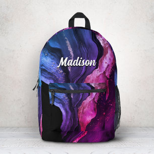 Elegante rosa lila Marmor Kunst falscher Glitter Bedruckter Rucksack