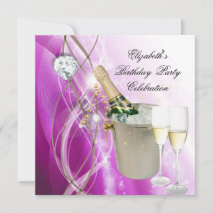 Elegante rosa lila silber Glitter Geburtstagsfeier Einladung