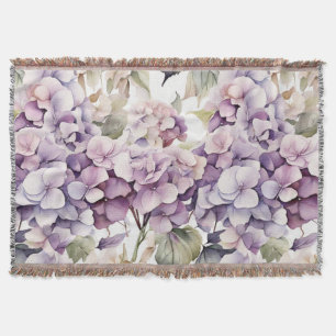 Elegante rosa lila Wasserfarben Hortensien Decke