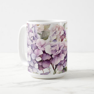 Elegante rosa lila Wasserfarben Hortensien Kaffeetasse