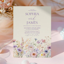 Elegante rosa lila Wildblumen-Wiese Hochzeit