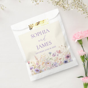 Elegante rosa lila Wildblumen-Wiese Hochzeit Geschenktütchen