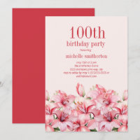 Elegante rosa Lilien 100. Geburtstag