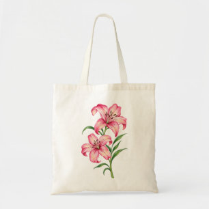 Elegante rosa Lilien-Blumentasche Tragetasche