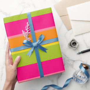 Elegante rosa, Limone, orange und gelbe Fun Streif Geschenkpapier