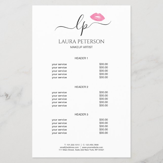 Elegante Rosa Lippen handgeschriebene Skriptkallig Flyer (Vorne)