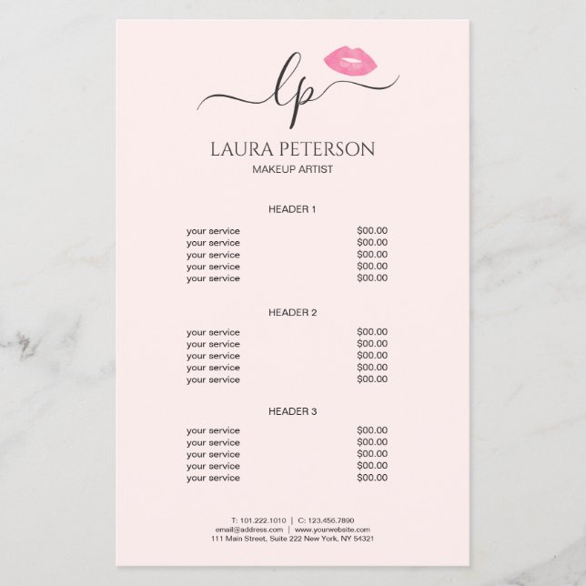 Elegante Rosa Lippen handgeschriebene Skriptkallig Flyer (Vorne)