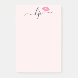 Elegante Rosa Lippen handgeschriebene Skriptkallig Post-it Klebezettel