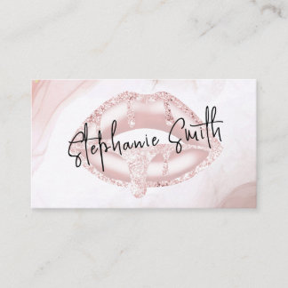 Elegante Rosa Lippen Luxe Modern Makeup Artist Visitenkarte