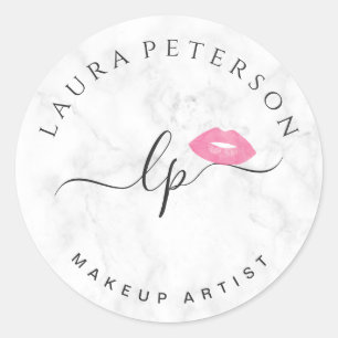 Elegante Rosa Lips handgeschriebene Skriptkalligra Runder Aufkleber