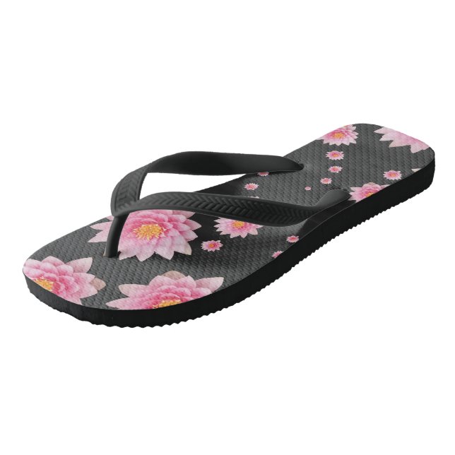 Elegante Rosa Lotus-Blume Flip Flops (Schrägansicht)
