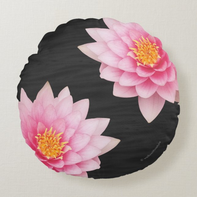 Elegante Rosa Lotus-Blume Rundes Kissen (Vorderseite)